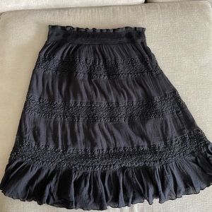 Fully lined sheer black, elastic waist, casual skirt